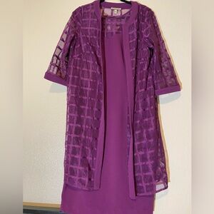 Maya Brooke Chic Sleeveless Midi Dress in Deep Purple Size 16